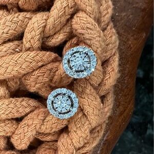 Elegant Silver Stud Diamond Earrings